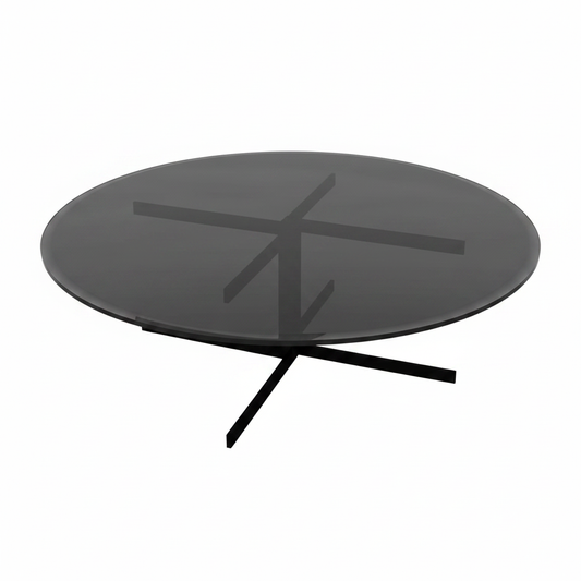 Cruxis Round Smoked Glass Coffee Table top view