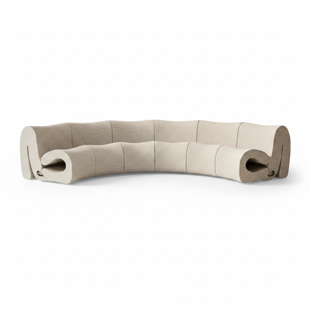 Voluta curved modular sectional sofa — top view