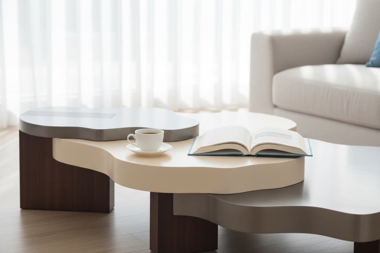 Nebula Triple-Layer Cloud Coffee Table Set close-up lifestyle shot