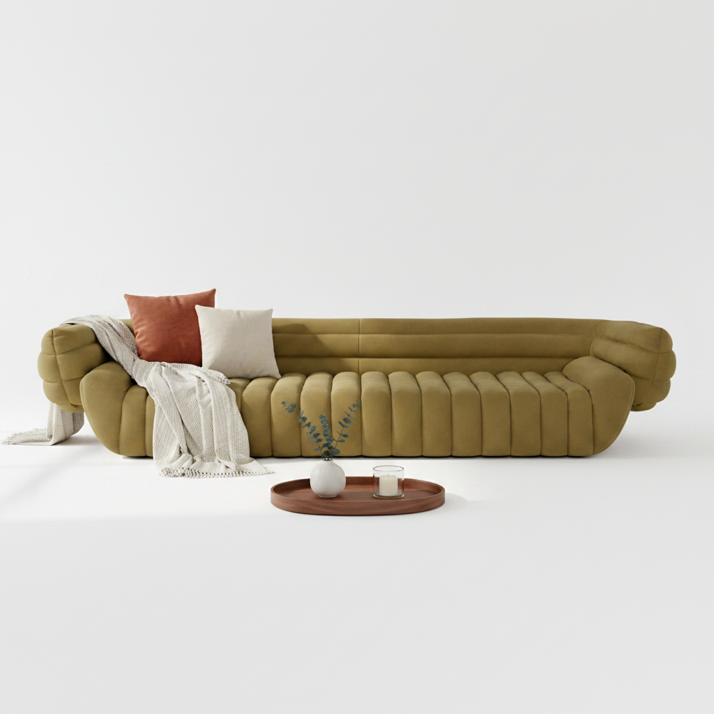 Stria sofa styled with accessories