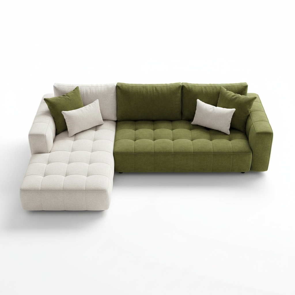 Bivio two-tone L-shape sectional sofa — top view