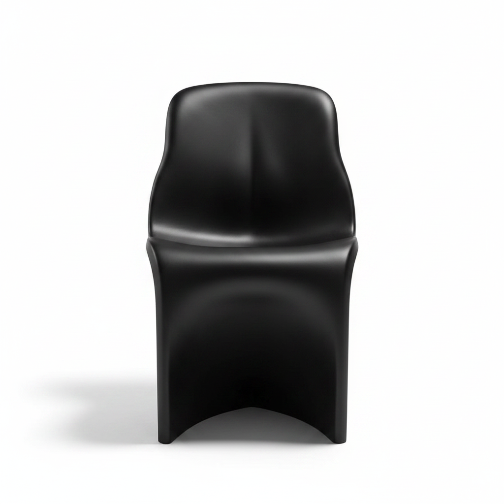 Front-facing studio shot of the Forma Sculptural Accent Chair in matte black