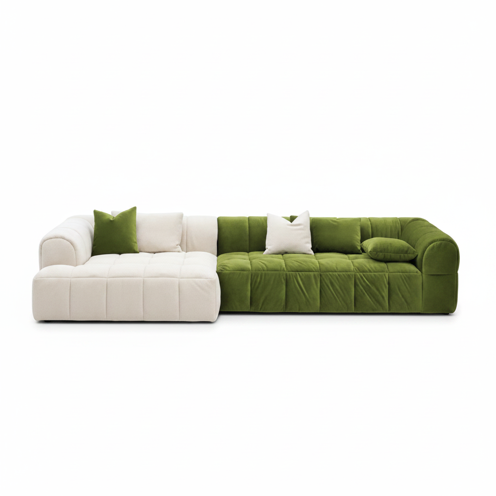 Bivio two-tone L-shape sectional sofa — side profile