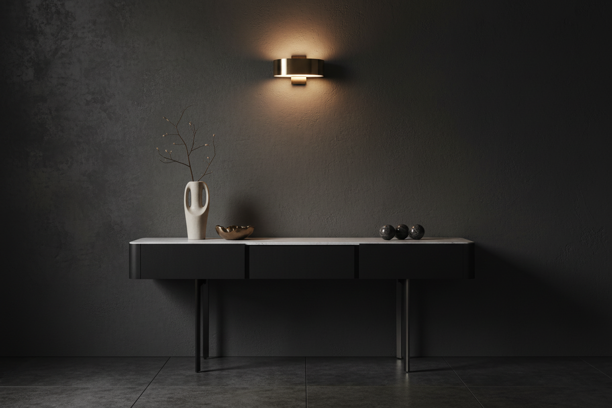 Noir Console Table — full interior context