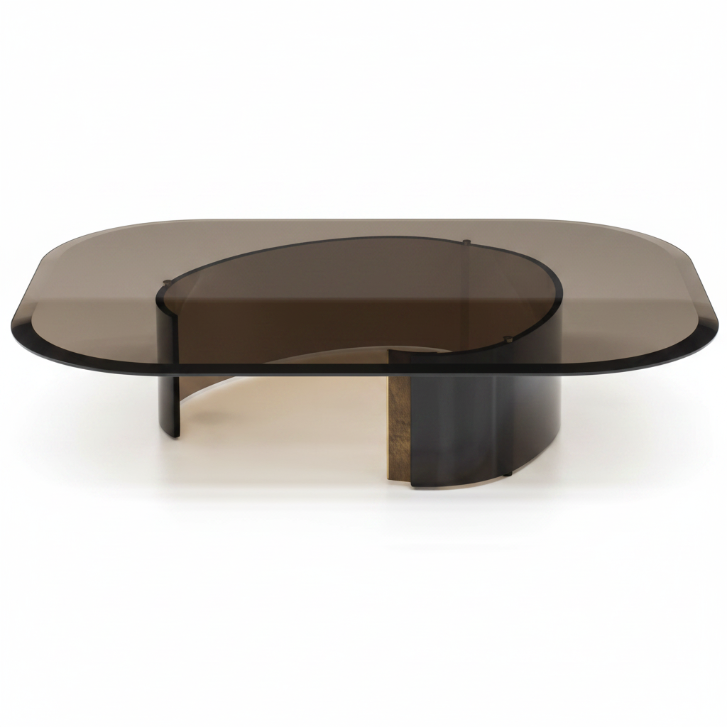 Lunaris Smoked Glass Coffee Table top view