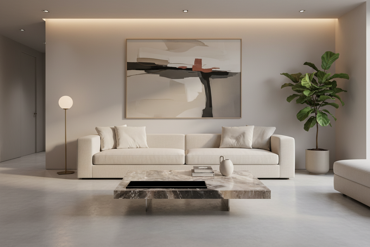 Speculo Square Marble Coffee Table in luxury living room