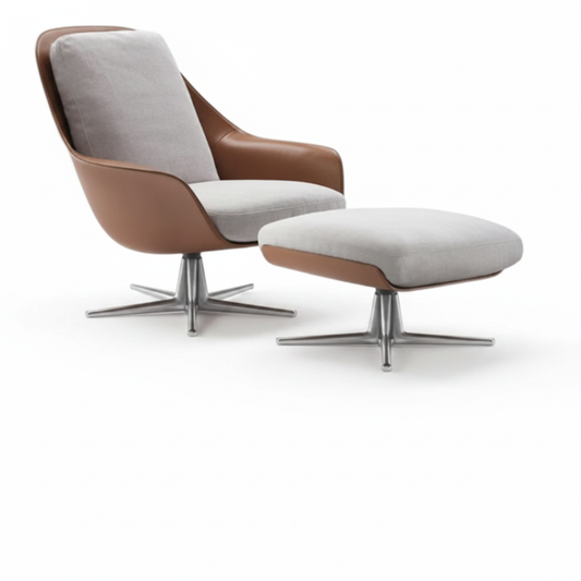 Calla Swivel Lounge Chair & Ottoman — front 3/4 view