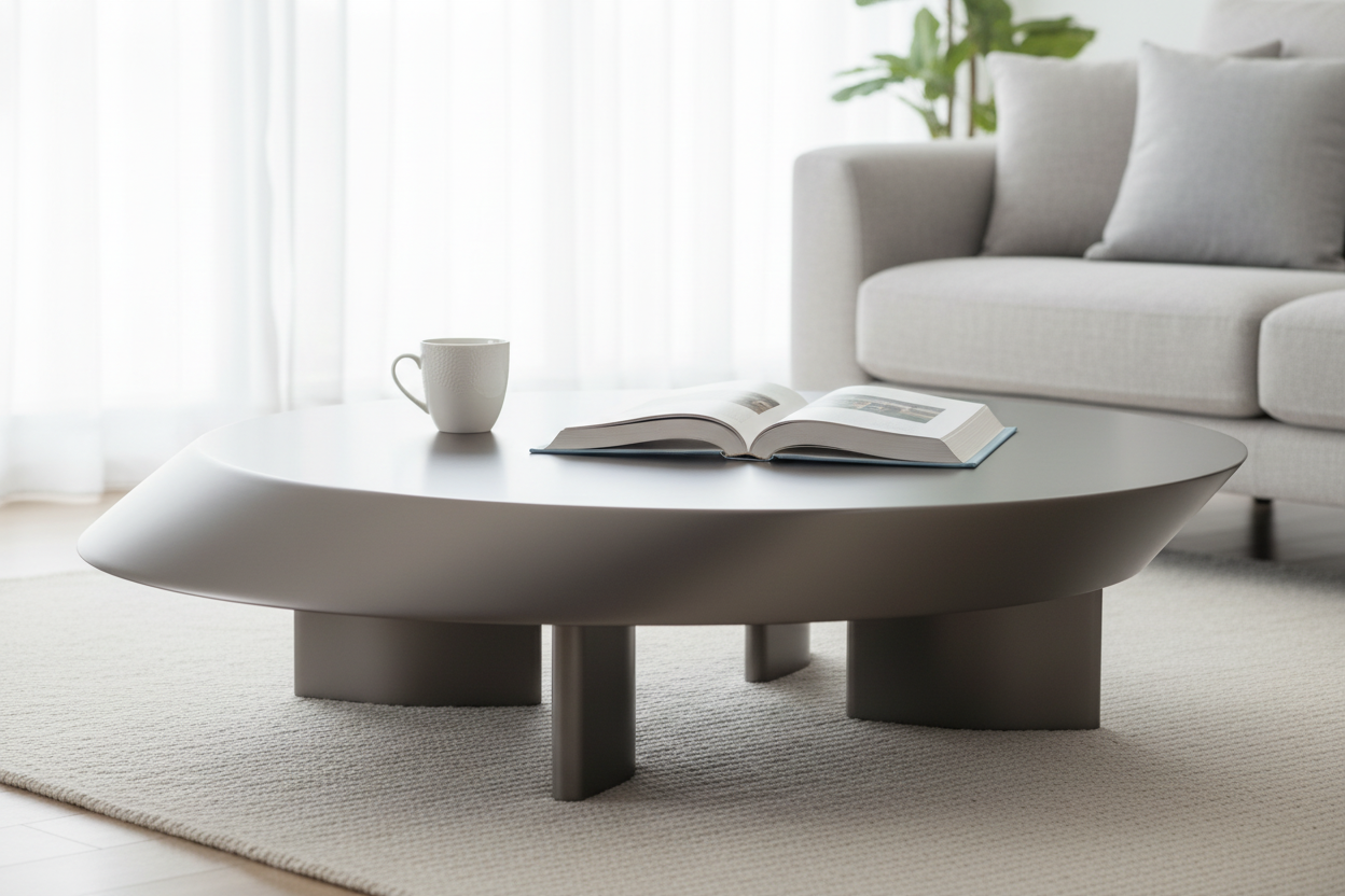 Vaulto Oval Bevelled Coffee Table close-up lifestyle shot