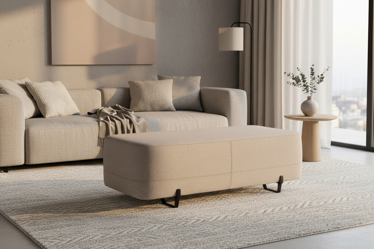 Sero Ottoman in a luxury modern living room setting