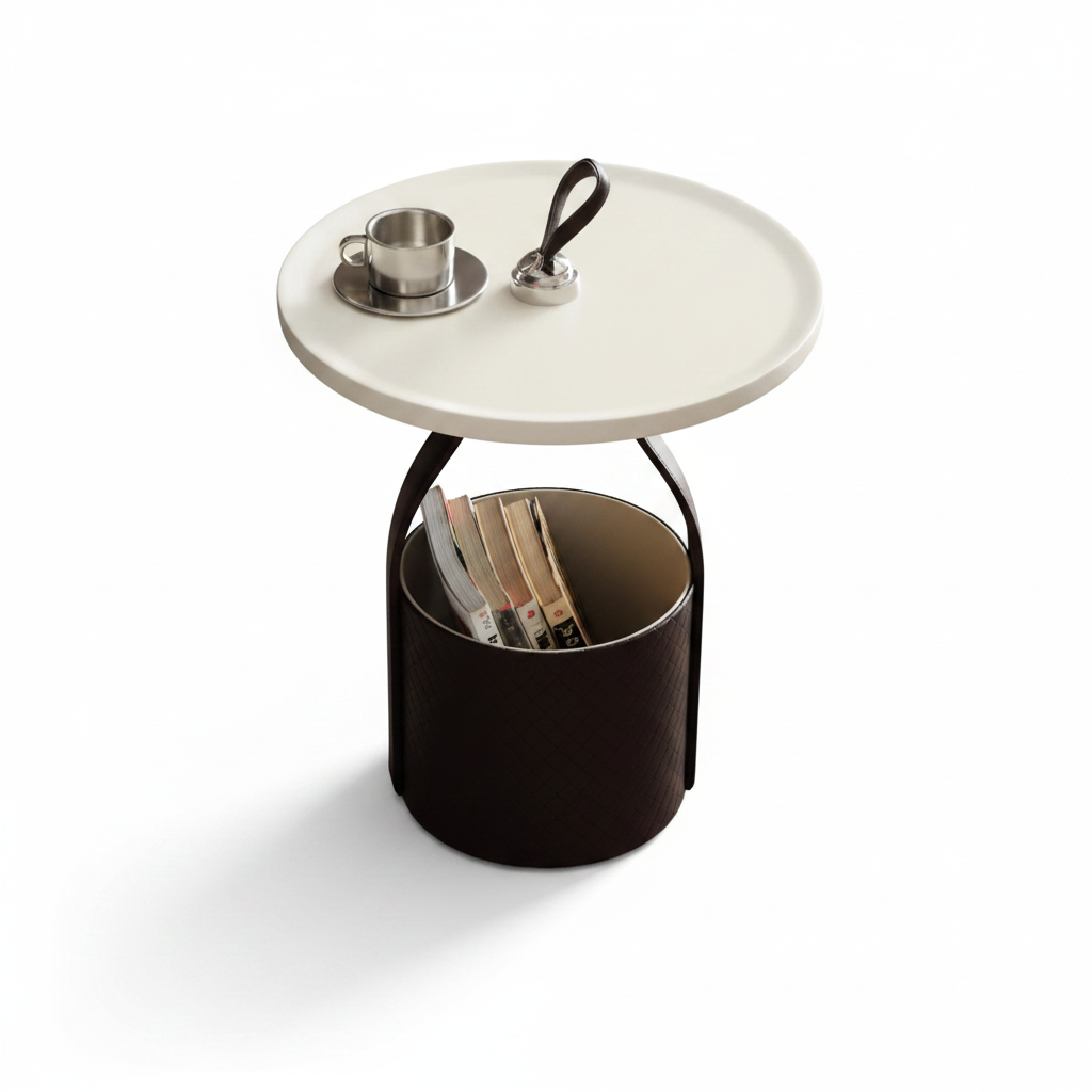 Cesto Side Table top view, white background