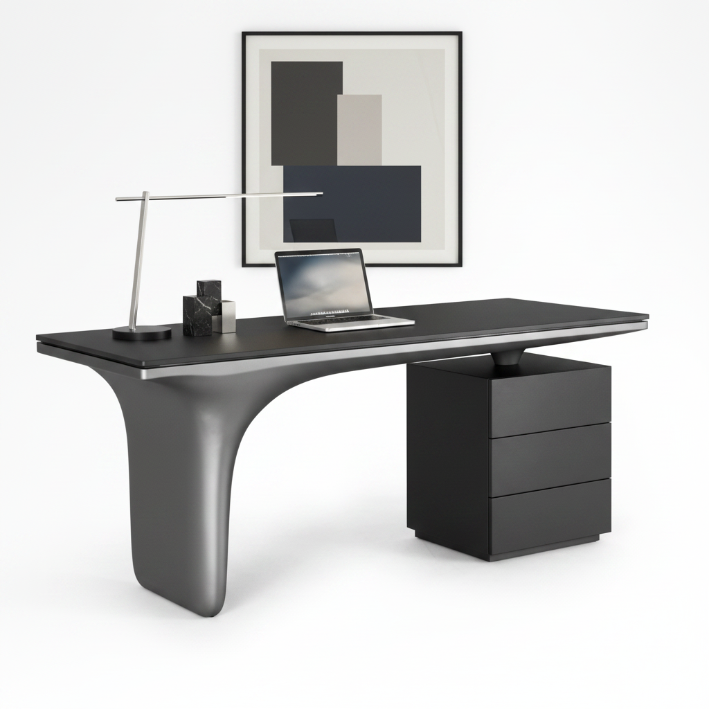 Volta Executive Desk — styled with accessories