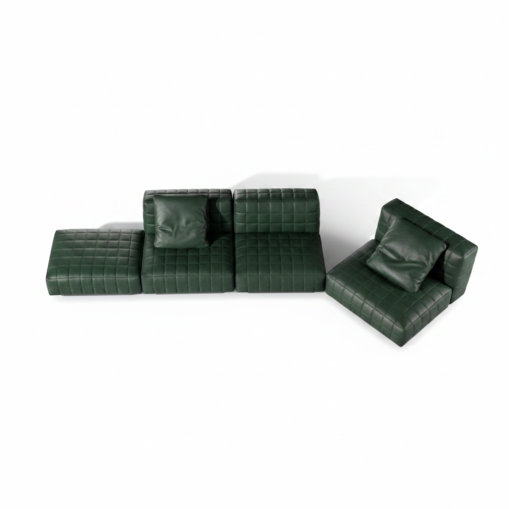 Selva modular sofa system — top view, three-piece arrangement