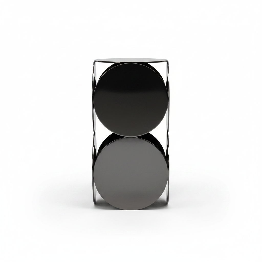 Orbis Side Table gunmetal black finish back view, white background