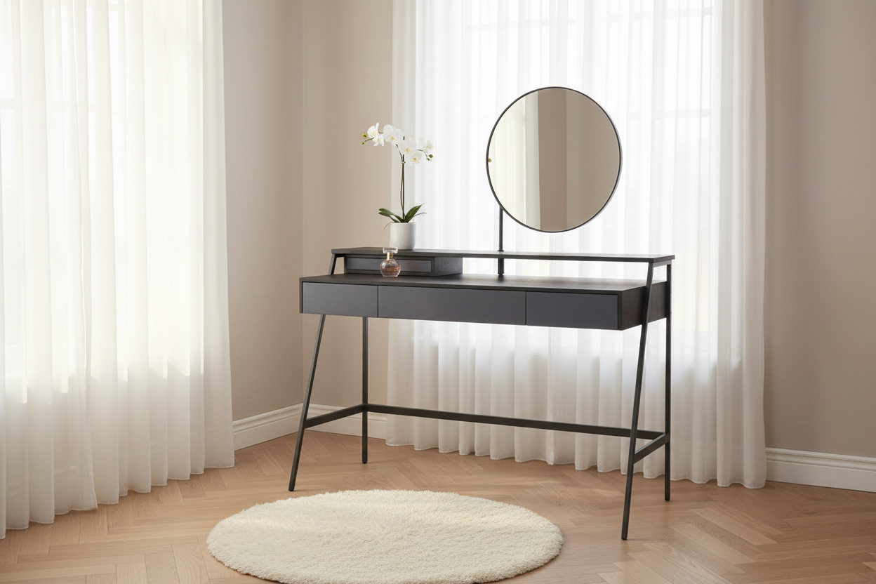 Noctis dressing table in a modern luxury bedroom