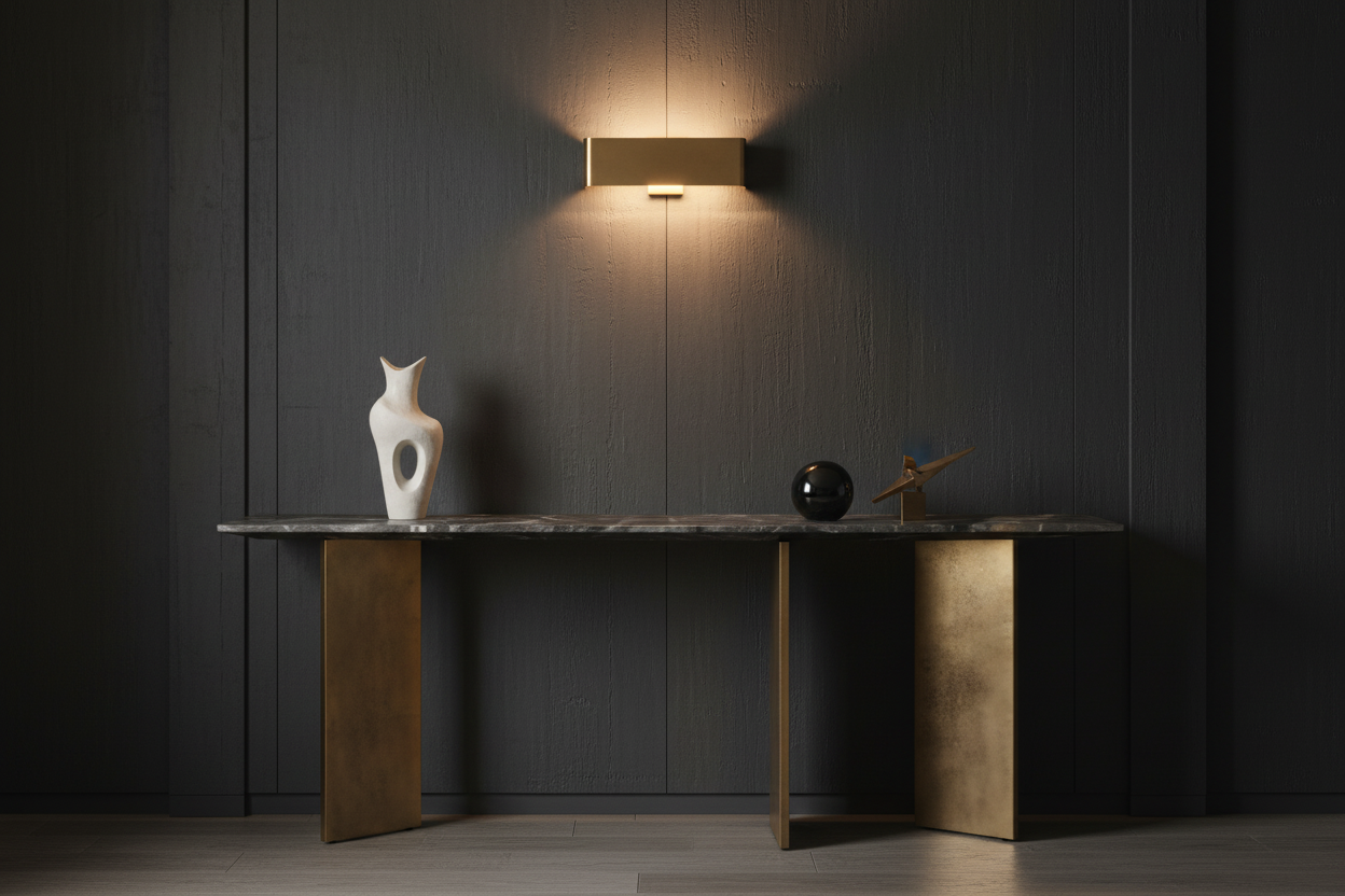 Aurum Console Table — full interior context