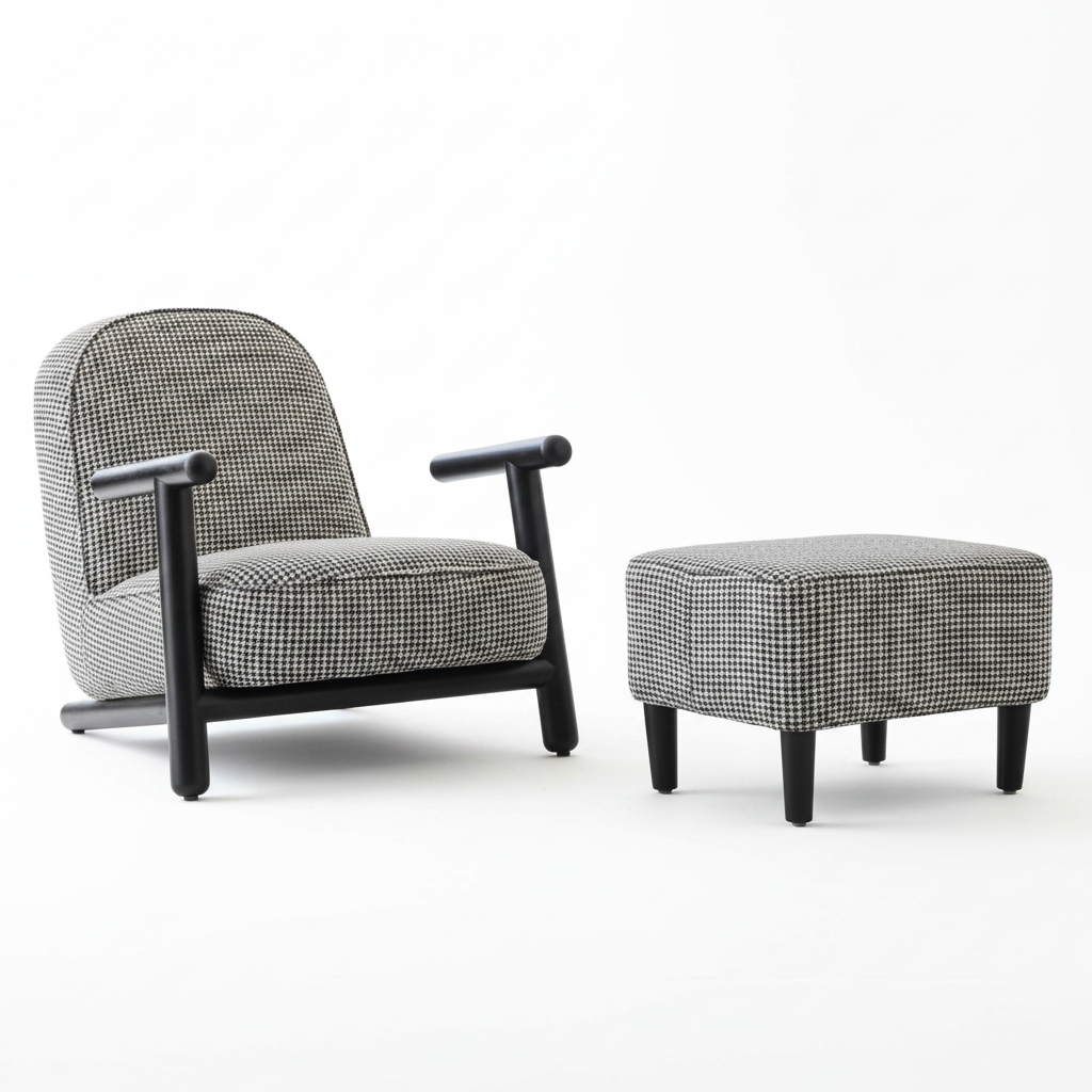 Grido Accent Chair & Ottoman — front 3/4 view