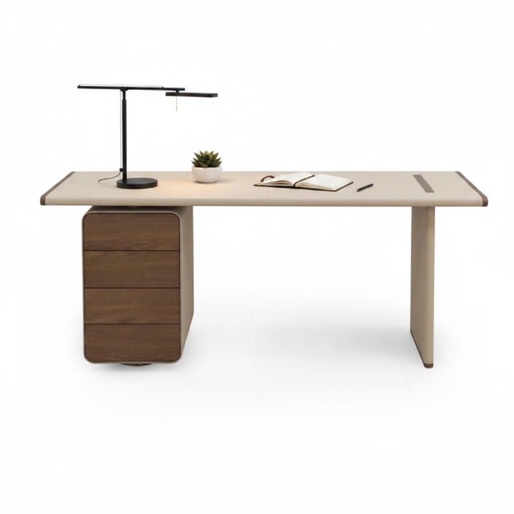 Lume Executive Desk — styled with accessories