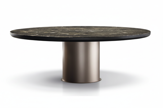 Marble Cylinder Pedestal Table – 45° Elevated View