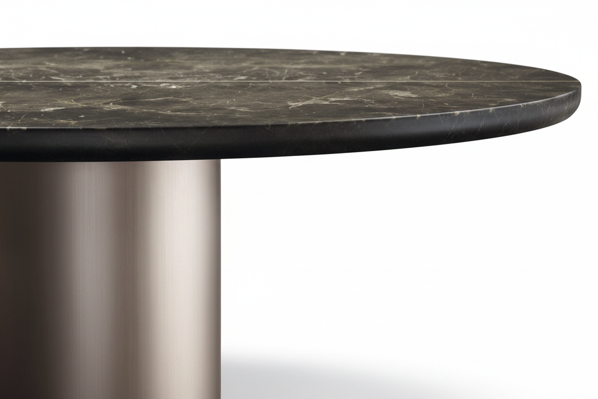 Marble Cylinder Pedestal Table – Close-Up Detail