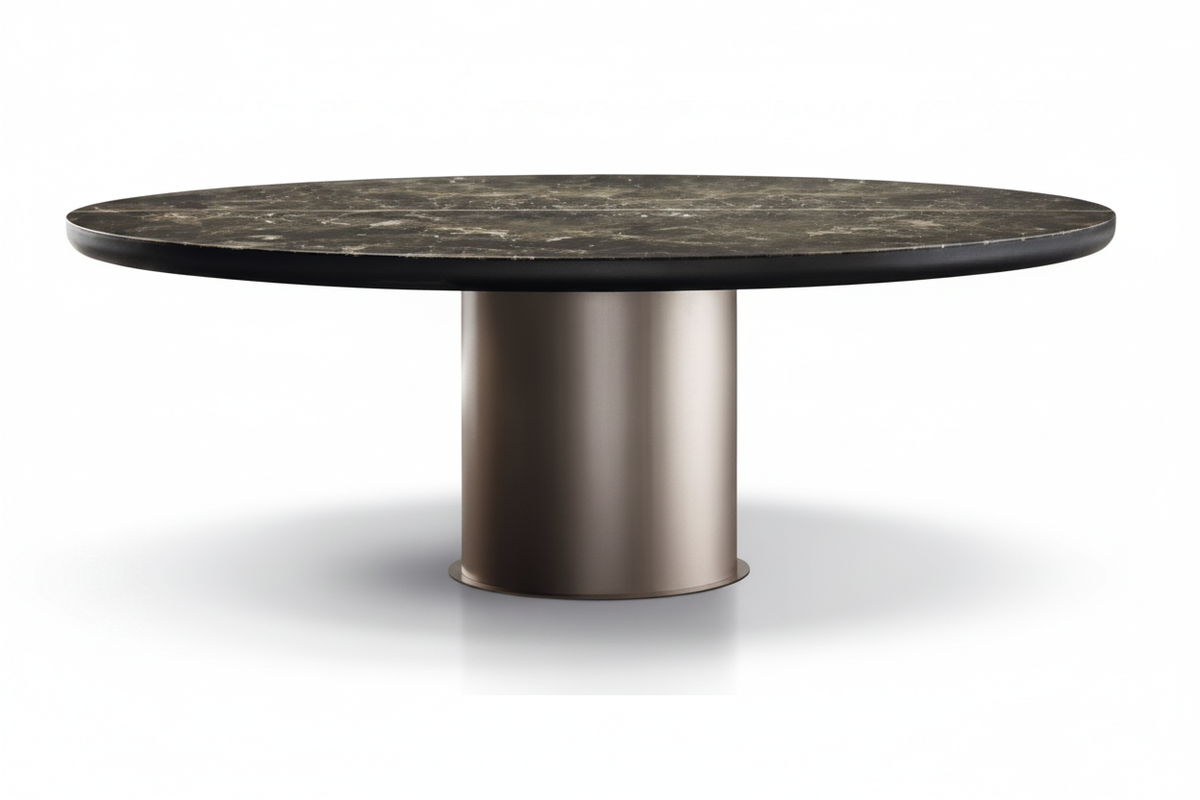 Marble Cylinder Pedestal Table – Front View