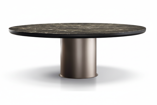 Marble Cylinder Pedestal Table – Front View