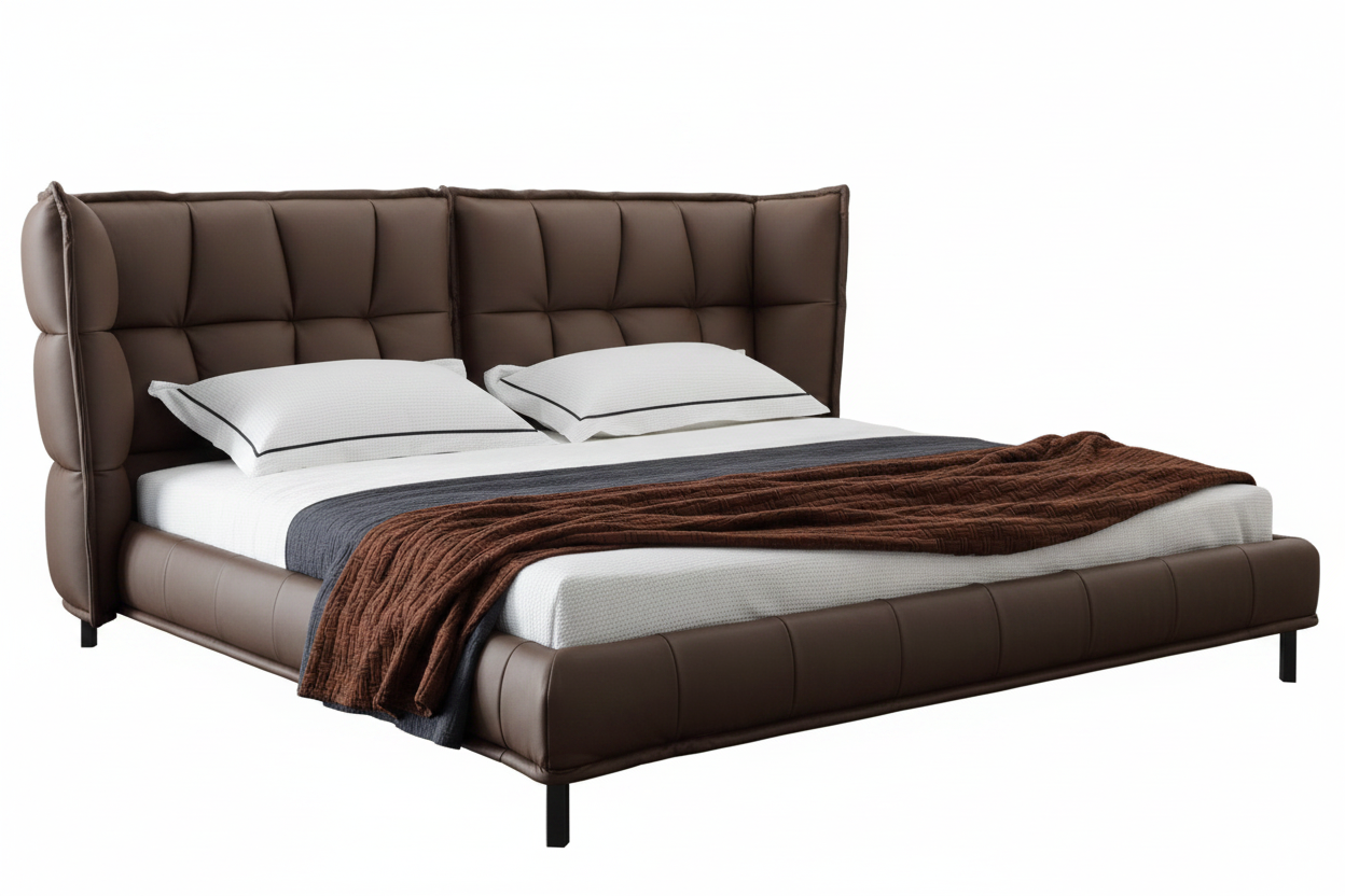 Quilted Wingback Bed – 45° Elevated View