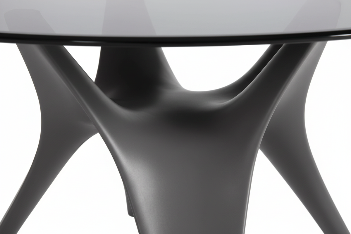 Smoked Glass Organic Base Table – Close-Up Detail