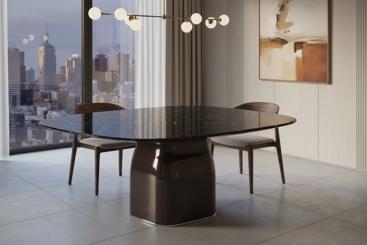 Squircle Marble Table – 45° Elevated View