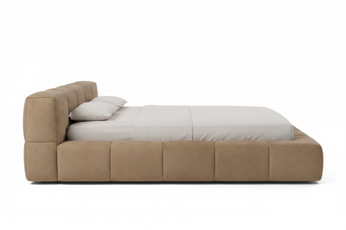 Tufted Platform Bed – Side Profile View