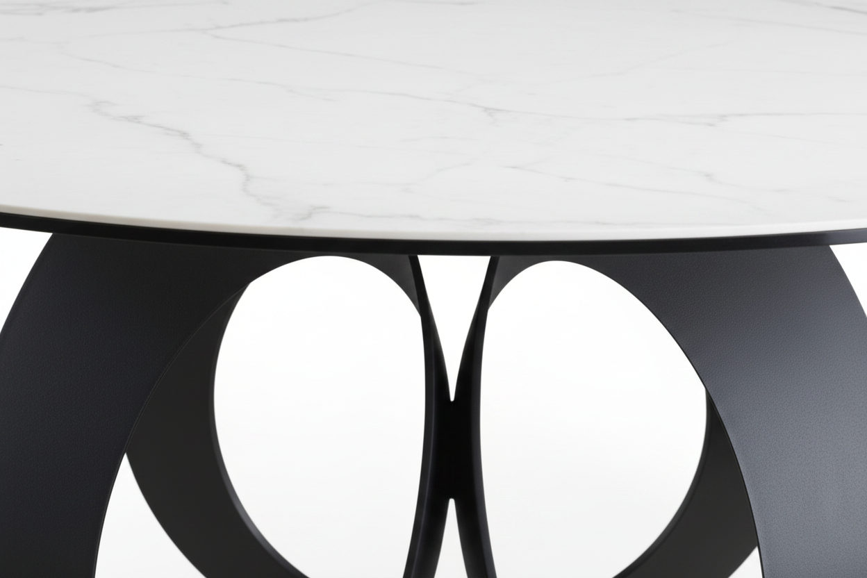 White Marble Arch-Loop Table – Close-Up Detail