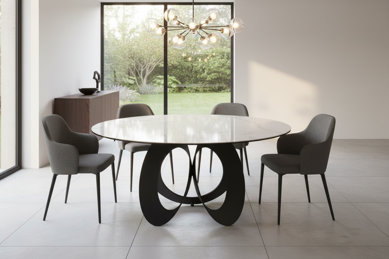 White Marble Arch-Loop Table – Front View