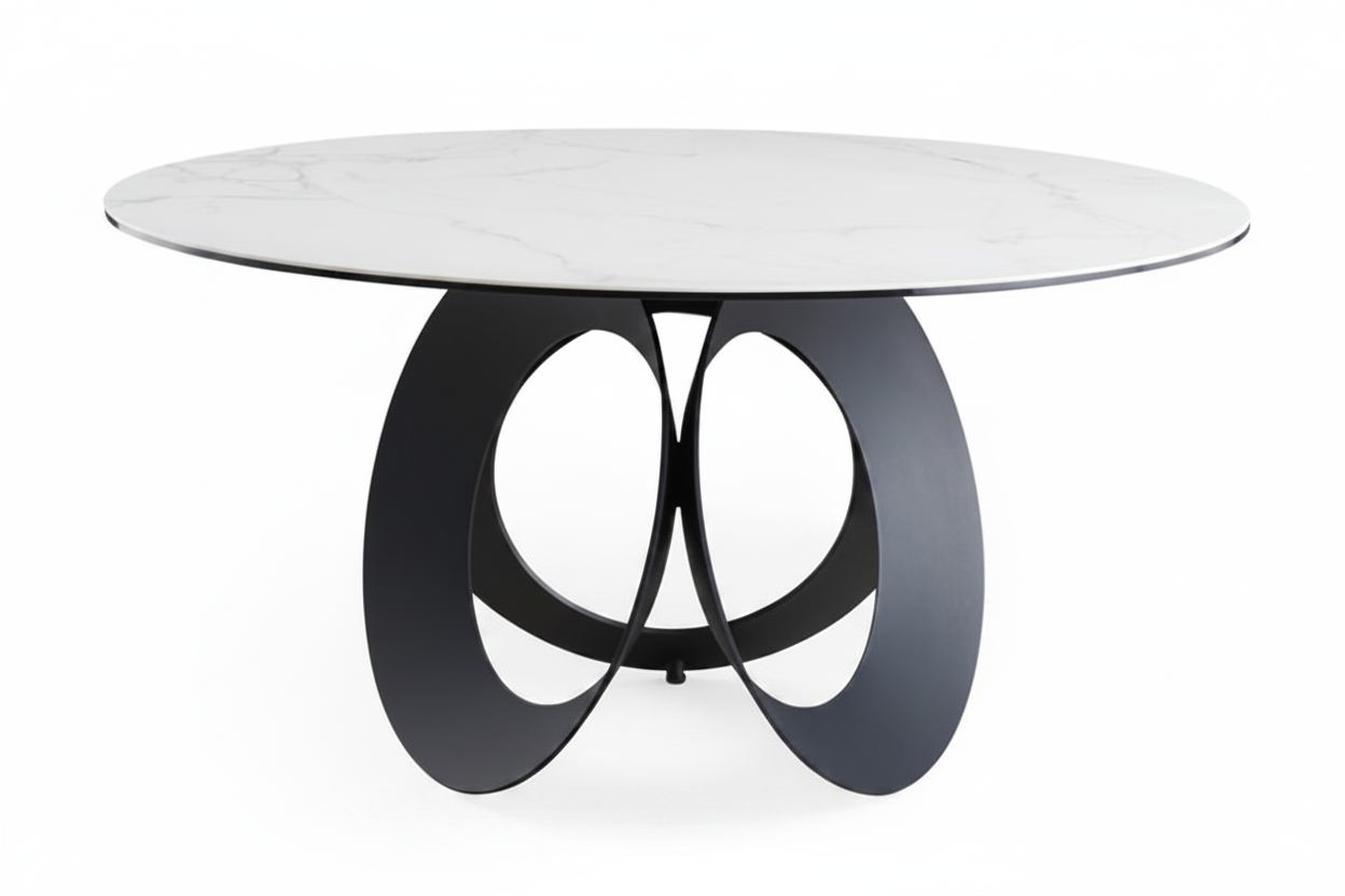 White Marble Arch-Loop Table – Side Profile View