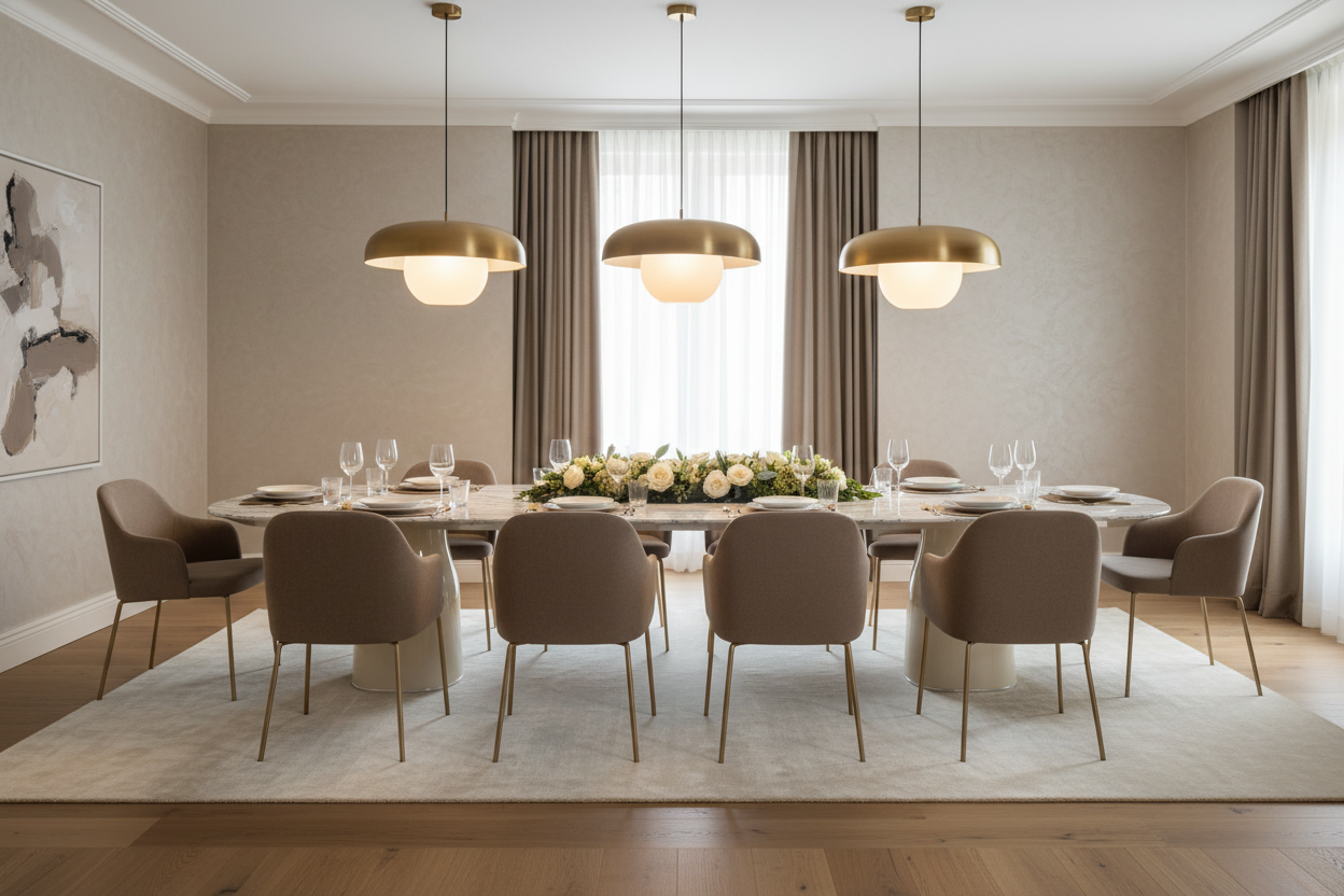 White Marble Double Pedestal Table – With Chairs