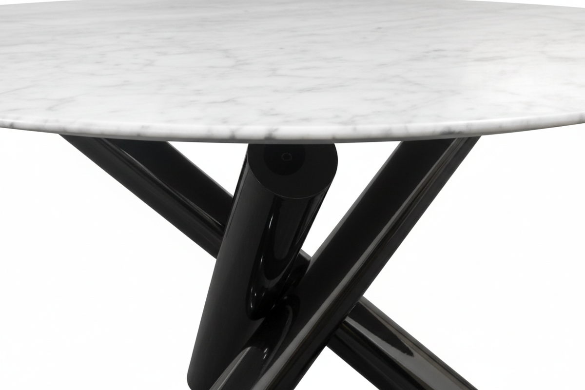 White Marble X-Base Table – Close-Up Detail