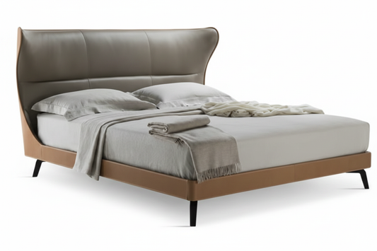 Winged Leather Bed – 3/4 Angle View