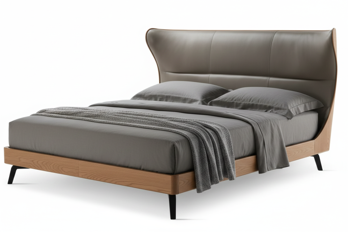 Winged Leather Bed – Side Profile View
